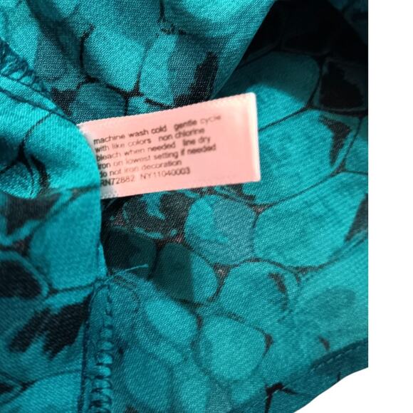 Y2K FASHION BUG Top Blouse L‎ Accordion Pleats Flare Sequins Snake Turquoise - Picture 9 of 12